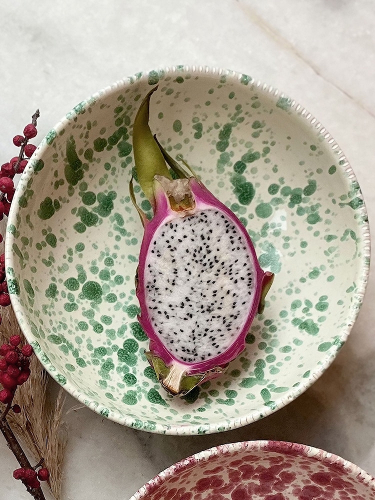 Hot Pottery Set of 4 Pistachio Splatter Pasta Bowls - Image 1 of 5