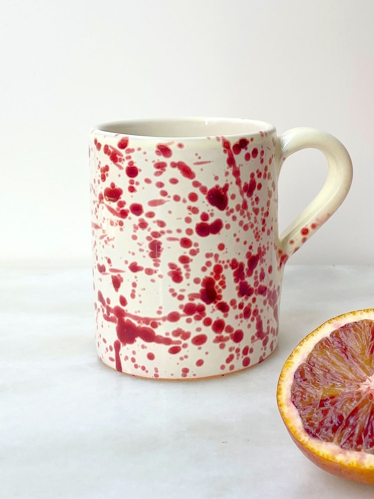 Hot Pottery Set of 4 Cranberry Splatter Mugs - Image 1 of 5