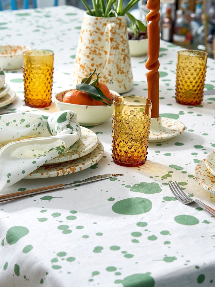 Hot Pottery Pistachio Splatter Linen Tablecloth - Image 1 of 3 Hot Pottery Pistachio Splatter Linen Tablecloth - Image 1 of 3