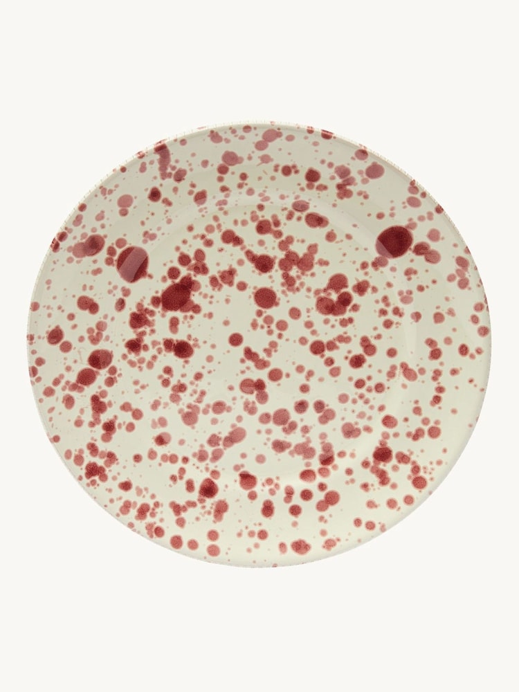 Hot Pottery Set of 4 Cranberry Splatter Dinner Plates - Image 2 of 5