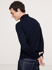 Banana Republic Navy Blue Merino Long-Sleeve Polo Jumper - Image 2 of 4