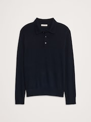 Banana Republic Navy Blue Merino Long-Sleeve Polo Jumper - Image 4 of 4
