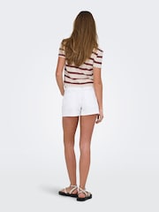 ONLY Natural Stripe Polo Neck Knitted Top - Image 3 of 6