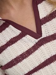 ONLY Natural Stripe Polo Neck Knitted Top - Image 4 of 6