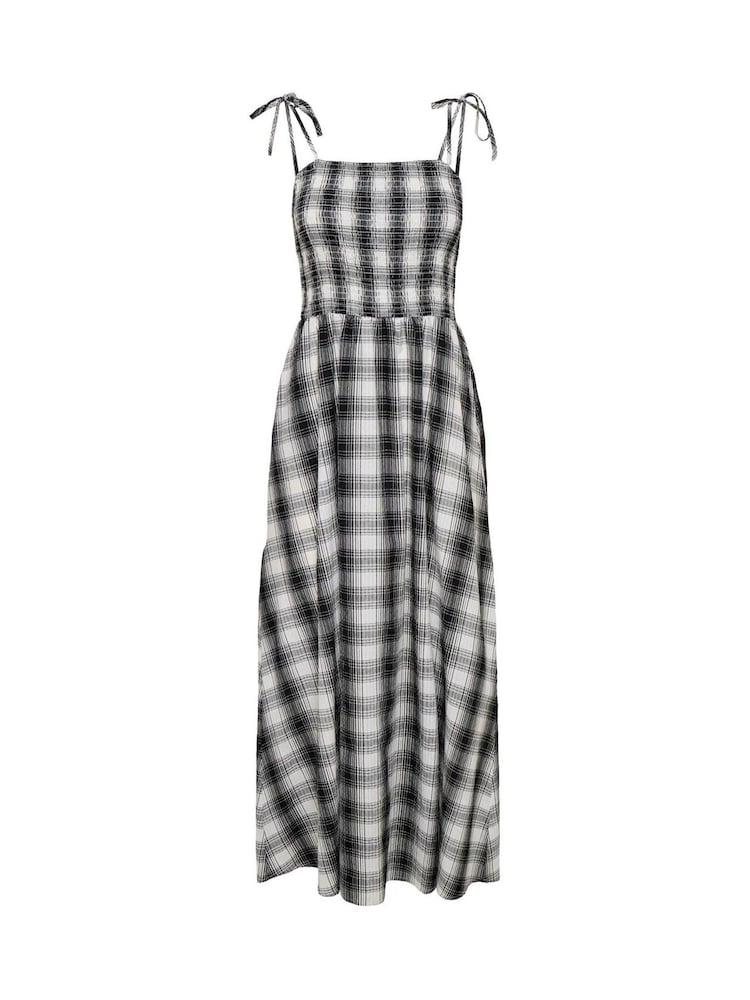 ONLY White Gingham Smock Maxi Dress - Image 1 of 2 ONLY White Gingham Smock Maxi Dress - Image 1 of 2