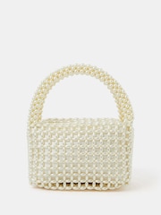 Accessorize Natural Mini Bridal Cloud Pearl Beaded Bag - Image 1 of 5