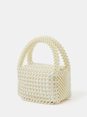 Accessorize Natural Mini Bridal Cloud Pearl Beaded Bag - Image 2 of 5