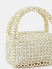 Accessorize Natural Mini Bridal Cloud Pearl Beaded Bag - Image 3 of 5