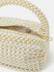 Accessorize Natural Mini Bridal Cloud Pearl Beaded Bag - Image 4 of 5