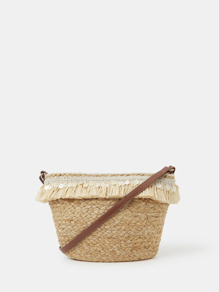 Accessorize Natural Jute Fringe Cross-Body Bag - Image 1 of 5