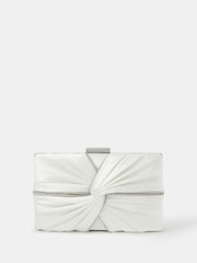 Accessorize Natural Bridal Satin Pleat Clutch Bag - Image 1 of 5
