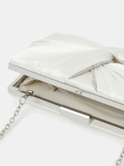Accessorize Natural Bridal Satin Pleat Clutch Bag - Image 4 of 5