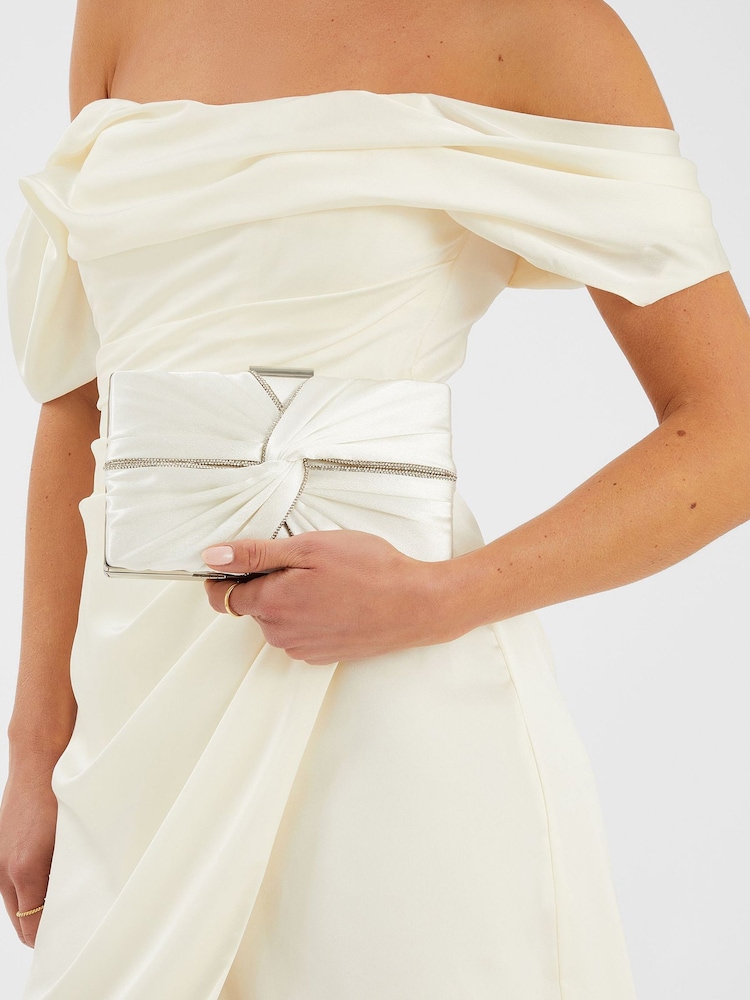 Accessorize Natural Bridal Satin Pleat Clutch Bag - Image 5 of 5