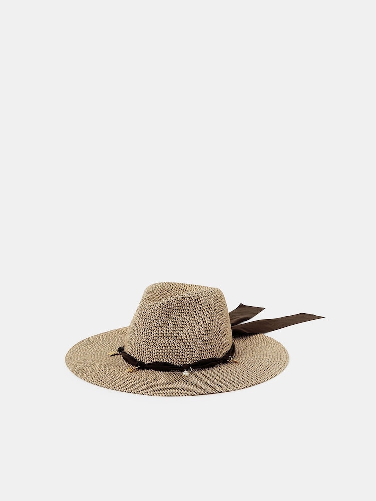 Accessorize Natural Charm Trim Fedora Hat - Image 1 of 4