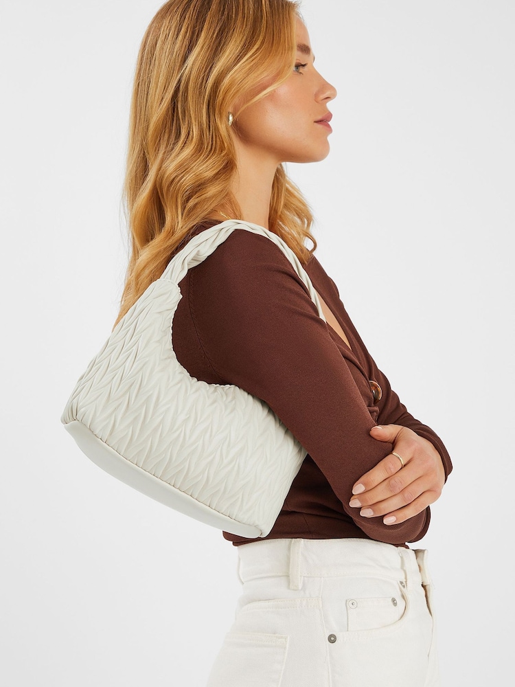 Accessorize Cream Ruched Faux Leather Handbag - Image 5 of 5 Accessorize Cream Ruched Faux Leather Handbag - Image 5 of 5