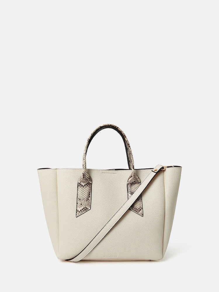 Accessorize Faux Snakeskin Handle Tote Bag - Imagen 1 de 5