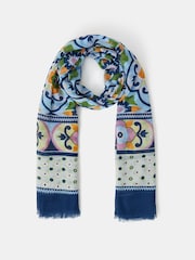 Accessorize Blue Lightweight Tile Print Scarf - Image 2 of 2