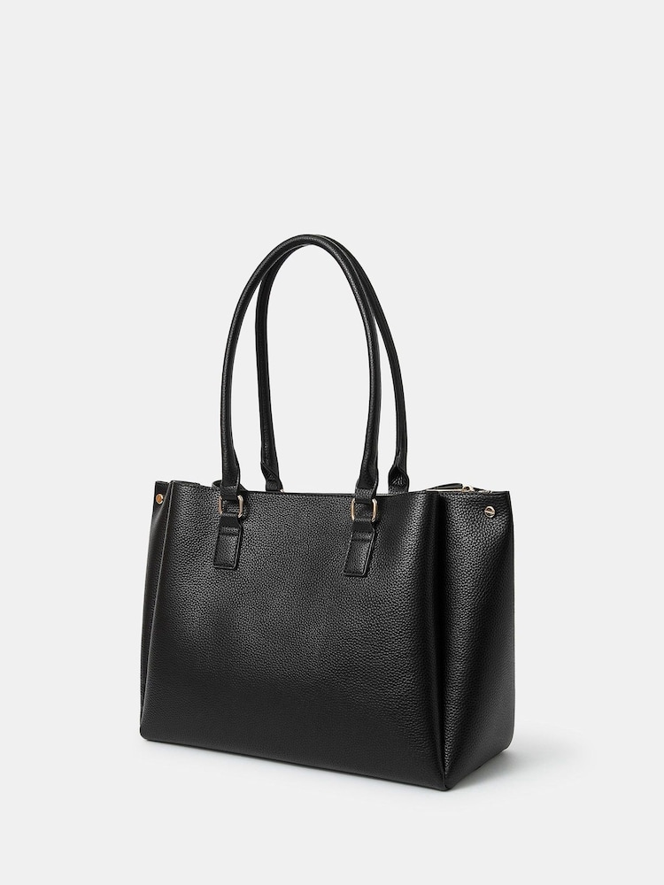 Accessorize Black Triple Compartment Shoulder Bag - Image 2 of 5 Accessorize Black Triple Compartment Shoulder Bag - Image 2 of 5