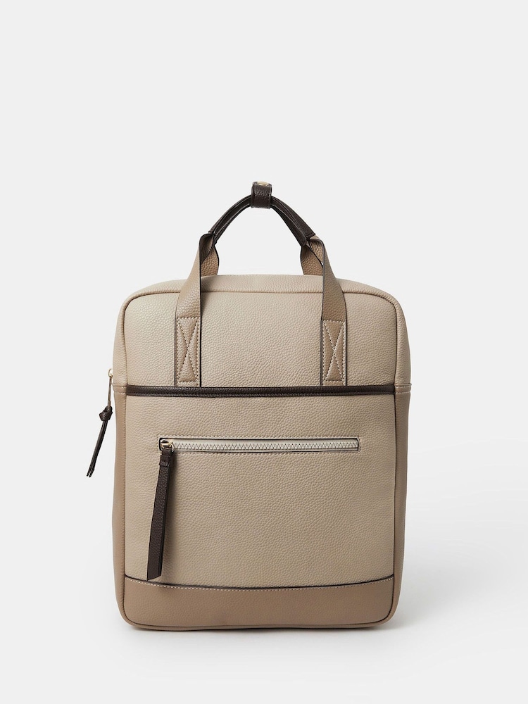 Accessorize Brown Pocket Top Handle Backpack - Image 1 of 5