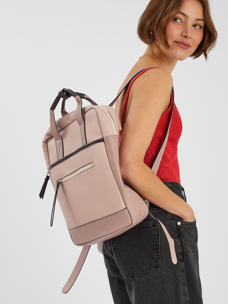 Accessorize Brown Pocket Top Handle Backpack - Image 5 of 5 Accessorize Brown Pocket Top Handle Backpack - Image 5 of 5