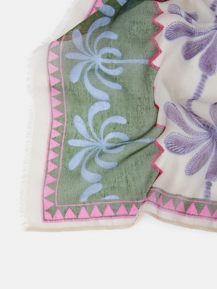 Accessorize Green Lightweight Palm Print Scarf - Image 3 of 3 Accessorize Green Lightweight Palm Print Scarf - Image 3 of 3