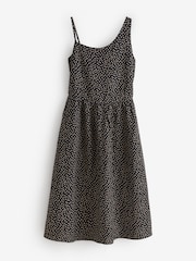 Black Linen Maxi Smart Spotted Sleeveless Dress - Image 1 of 1