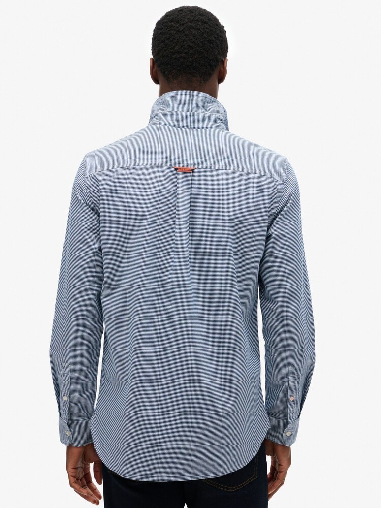 Superdry Blue Essentials Long Sleeve Oxford Shirt - Image 2 of 6 Superdry Blue Essentials Long Sleeve Oxford Shirt - Image 2 of 6