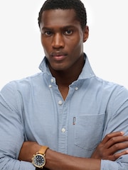 Superdry Blue Essentials Long Sleeve Oxford Shirt - Image 4 of 6