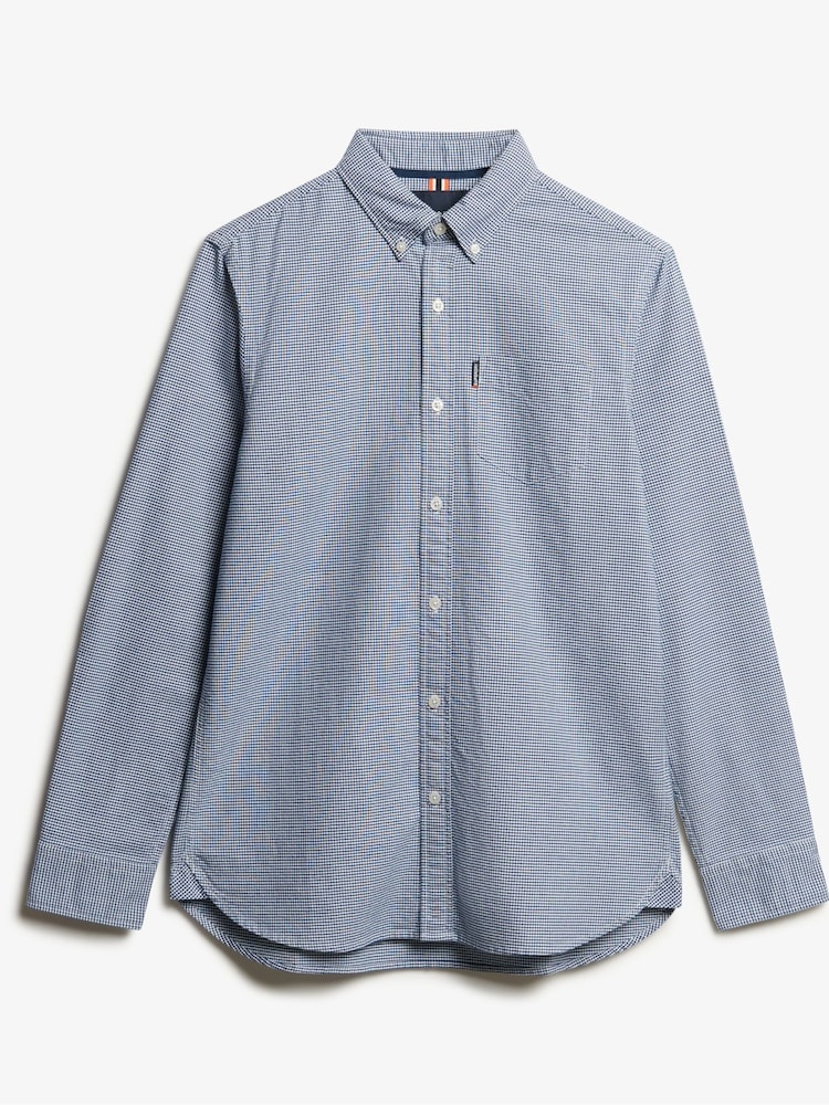 Superdry Blue Essentials Long Sleeve Oxford Shirt - Image 6 of 6
