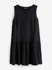 Black Sleeveless Button Through Linen Dress - Image 1 of 1