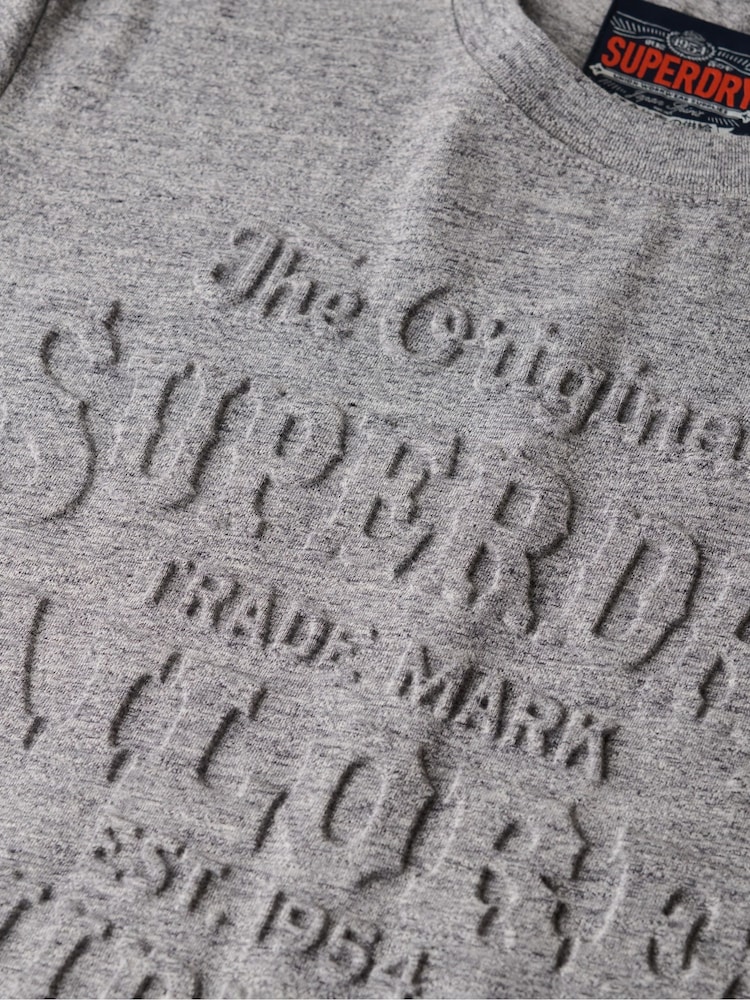 Superdry Grey Relaxed Workwear Embossed T-Shirt - Image 6 of 6