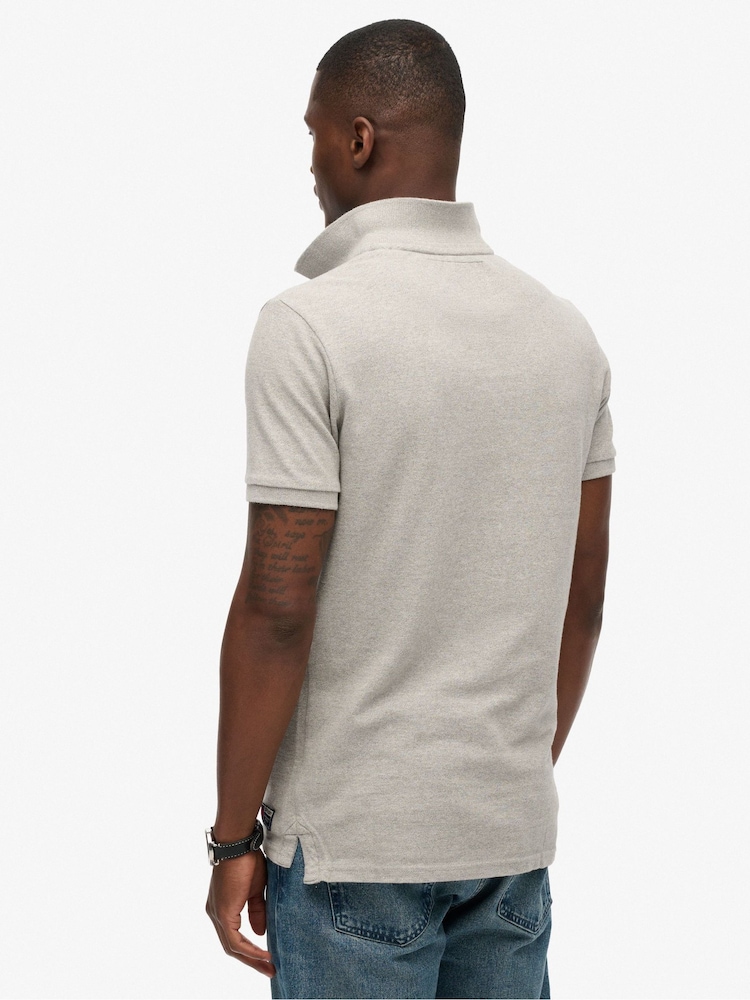 Superdry Grey Vintage Athletic Polo Shirt - Image 2 of 5 Superdry Grey Vintage Athletic Polo Shirt - Image 2 of 5