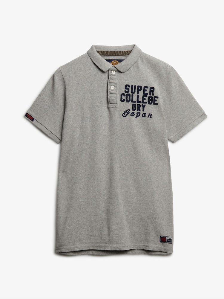 Superdry Grey Vintage Athletic Polo Shirt - Image 5 of 5 Superdry Grey Vintage Athletic Polo Shirt - Image 5 of 5