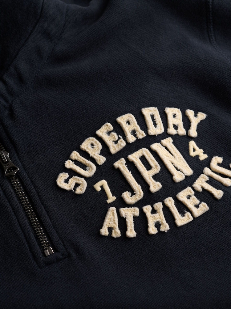 Superdry Blue Vintage Athletic Half Zip Jumper - Image 6 of 6