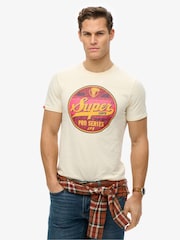 Superdry Cream Relaxed Gasoline Graphic T-Shirt - Image 1 of 6