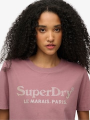 Superdry Purple Relaxed Venue Metallic T-Shirt - Image 4 of 6