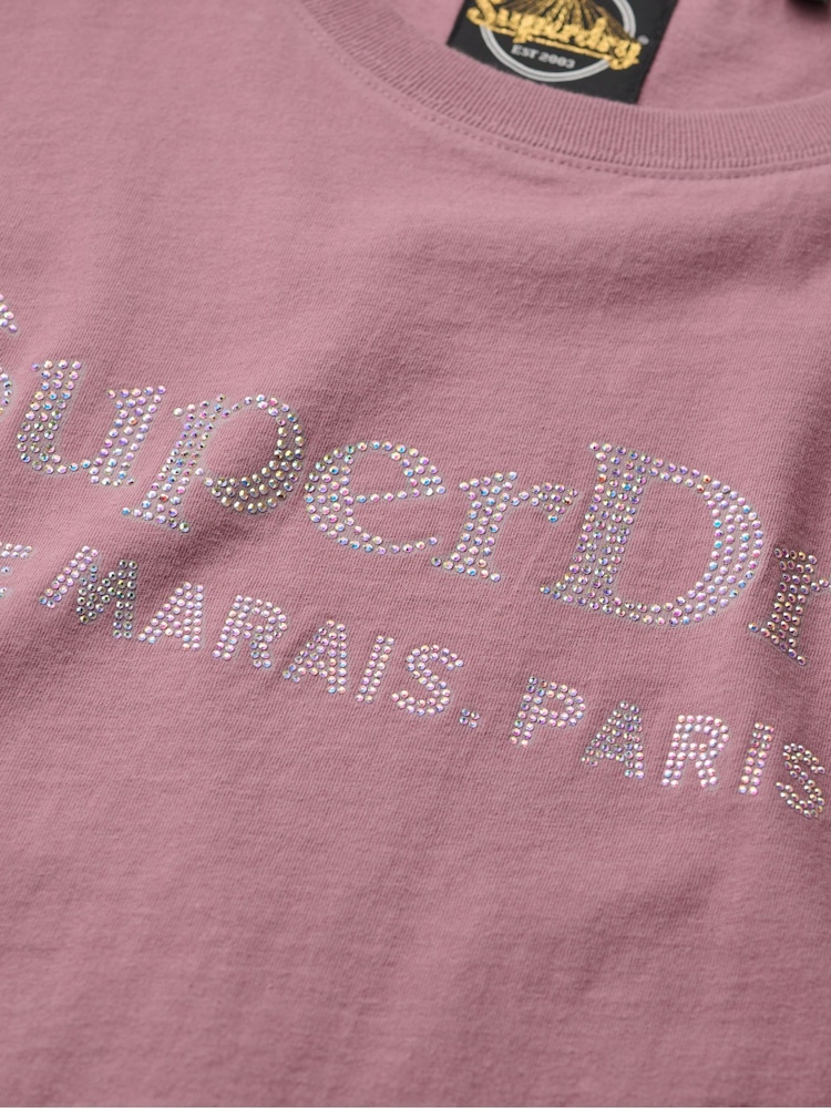 Superdry Purple Relaxed Venue Metallic T-Shirt - Image 6 of 6