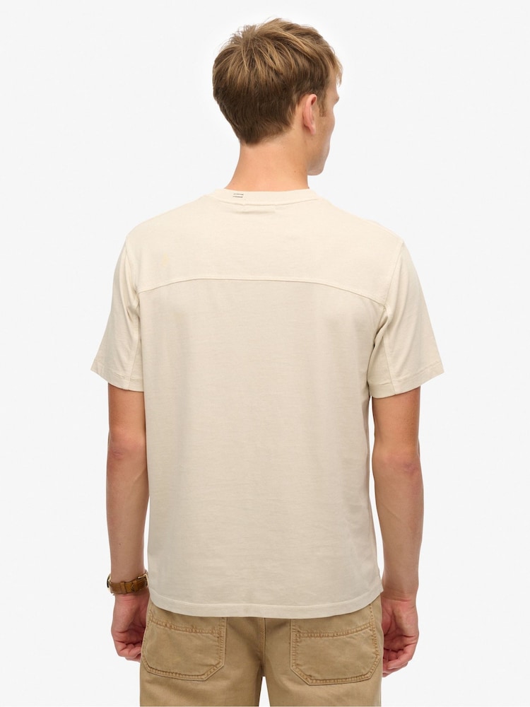 Superdry Nude Contrast Stitch Pocket T-Shirt - Image 2 of 4