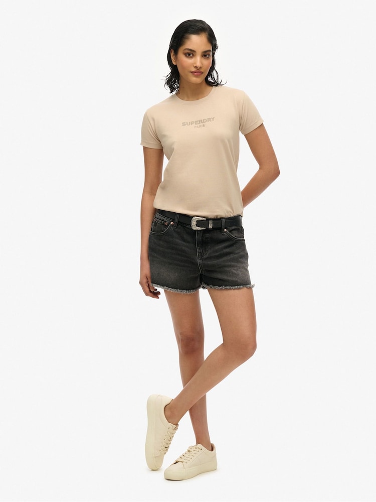 Superdry Nude Sport Luxe Fitted T-Shirt - Image 2 of 6