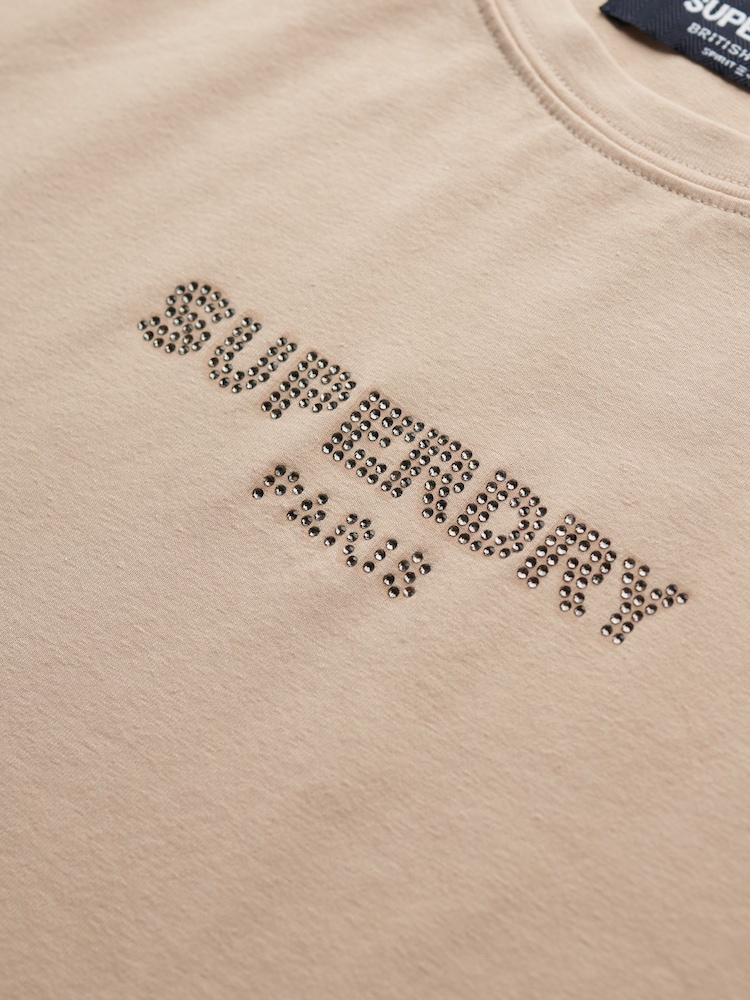 Superdry Nude Sport Luxe Fitted T-Shirt - Image 6 of 6
