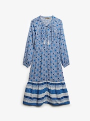 Superdry Blue Printed Long Sleeve Midi Dress - Image 5 of 6