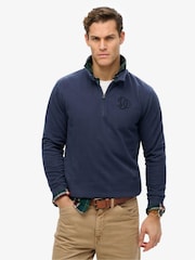 Superdry Blue The Merchant Store Quarter Zip Sweatshirt - Image 1 of 6