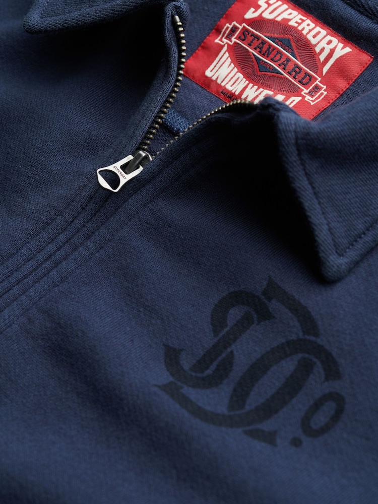 Superdry Blue The Merchant Store Quarter Zip Sweatshirt - Image 6 of 6