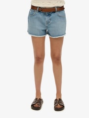 Superdry Blue Mid Rise Denim Hot Shorts - Image 3 of 7