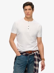 Superdry White Slub Short Sleeve Jersey Grandad Top - Image 1 of 6