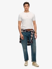 Superdry White Slub Short Sleeve Jersey Grandad Top - Image 3 of 6