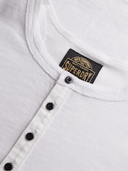 Superdry White Slub Short Sleeve Jersey Grandad Top - Image 6 of 6