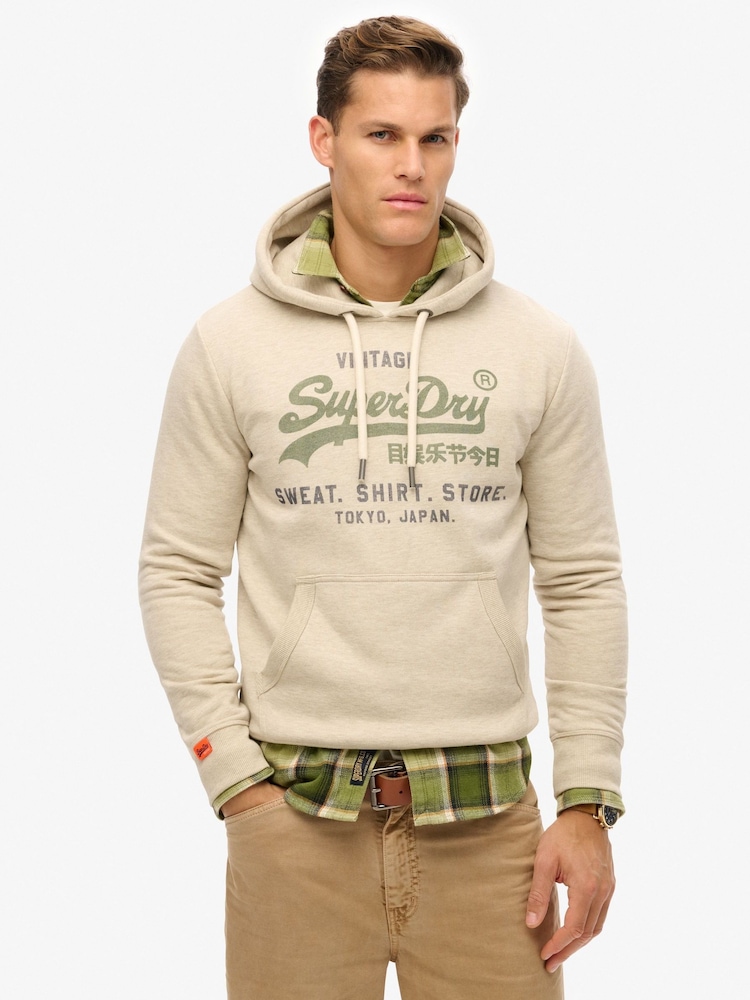 Superdry Nude Relaxed Vintage Logo Heritage Hoodie - Image 1 of 6