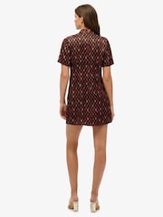 Superdry Black Mandarin Jacquard Mini Dress - Image 4 of 7