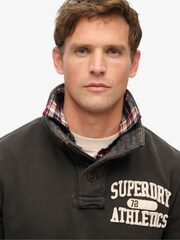 Superdry Black Vintage Athletic Henley Sweatshirt - Image 4 of 6